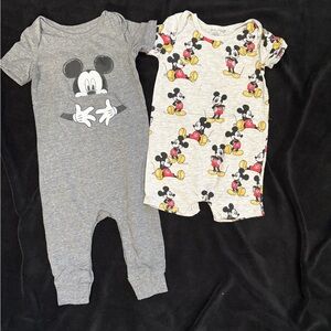 Disney Mickey Mouse Gray and White Kids Bodysuits